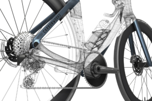 CarbonWorks Egnieering Road bike frame design aero wireframed model